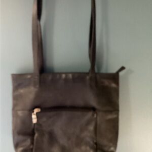 Stone Mountain Black Leather Shoulder Bag